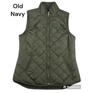 Old Navy SZ M Woman’s Olive Green Quilted Puffer Vest Jacket